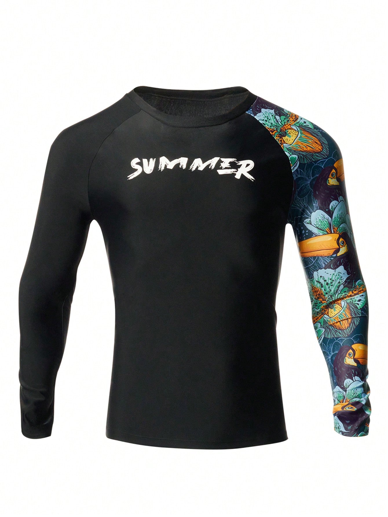 Men's Printed Patchwork Long Sleeve Surfing T-Shirt