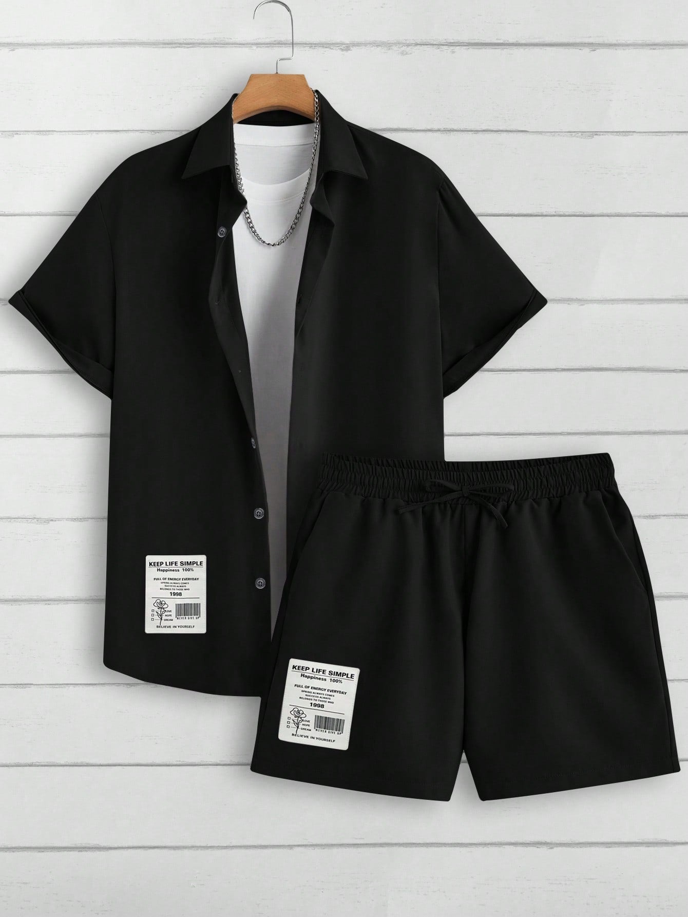 Men's Short Sleeve Shirt And Shorts With Slanted Pockets 2pc Outfit