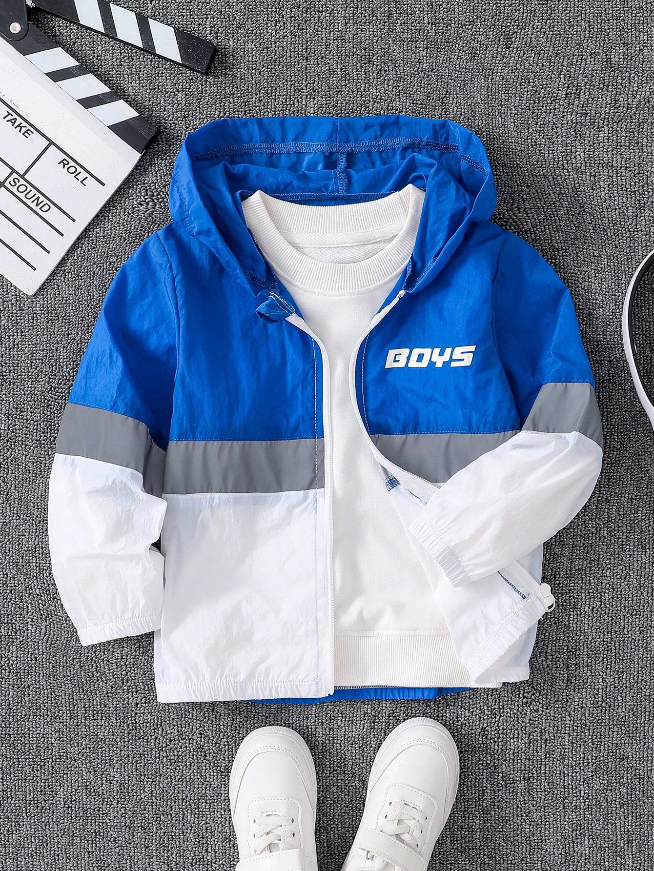 Young Boy Casual Soft Comfortable Color Block Hooded Jacket For Spring And Autumn