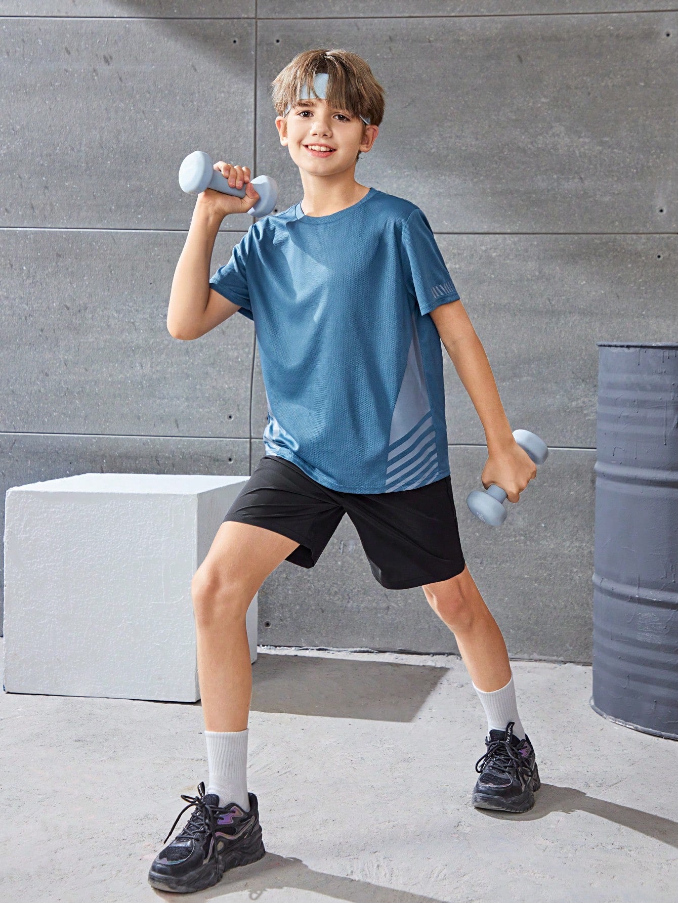 Tween Boy Casual Printed Round Neck Short Sleeve T-Shirt And Shorts Sport Two-Piece Set