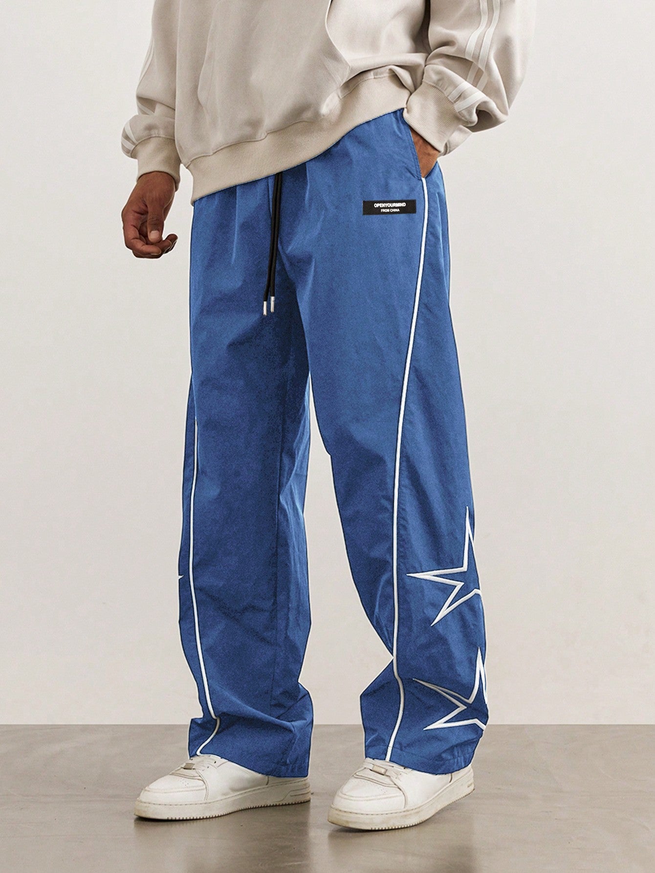 Loose Fit Men's Star Pattern Side Striped Pants