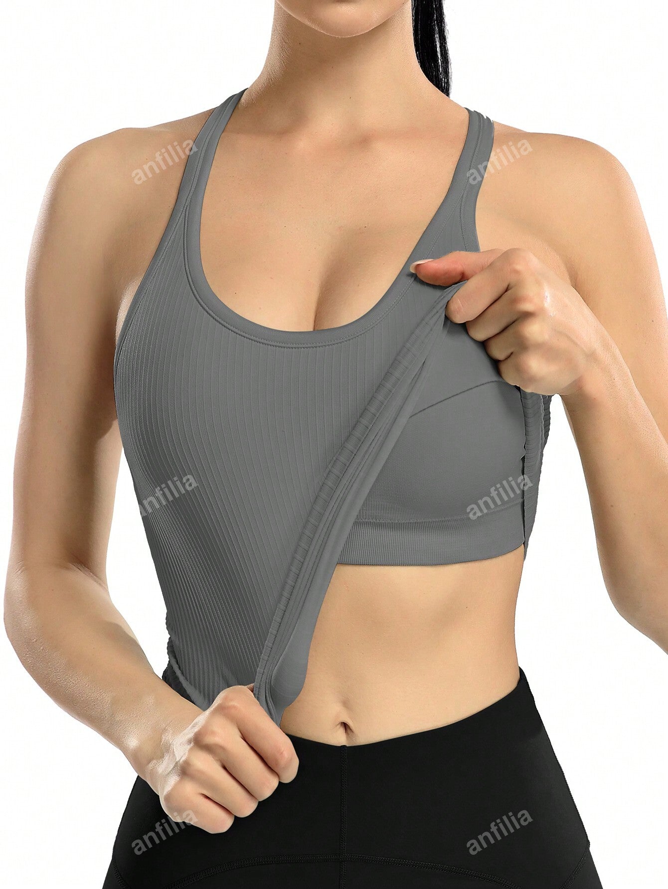 Women's Solid Color Round Neck Padded Sports Tank Top