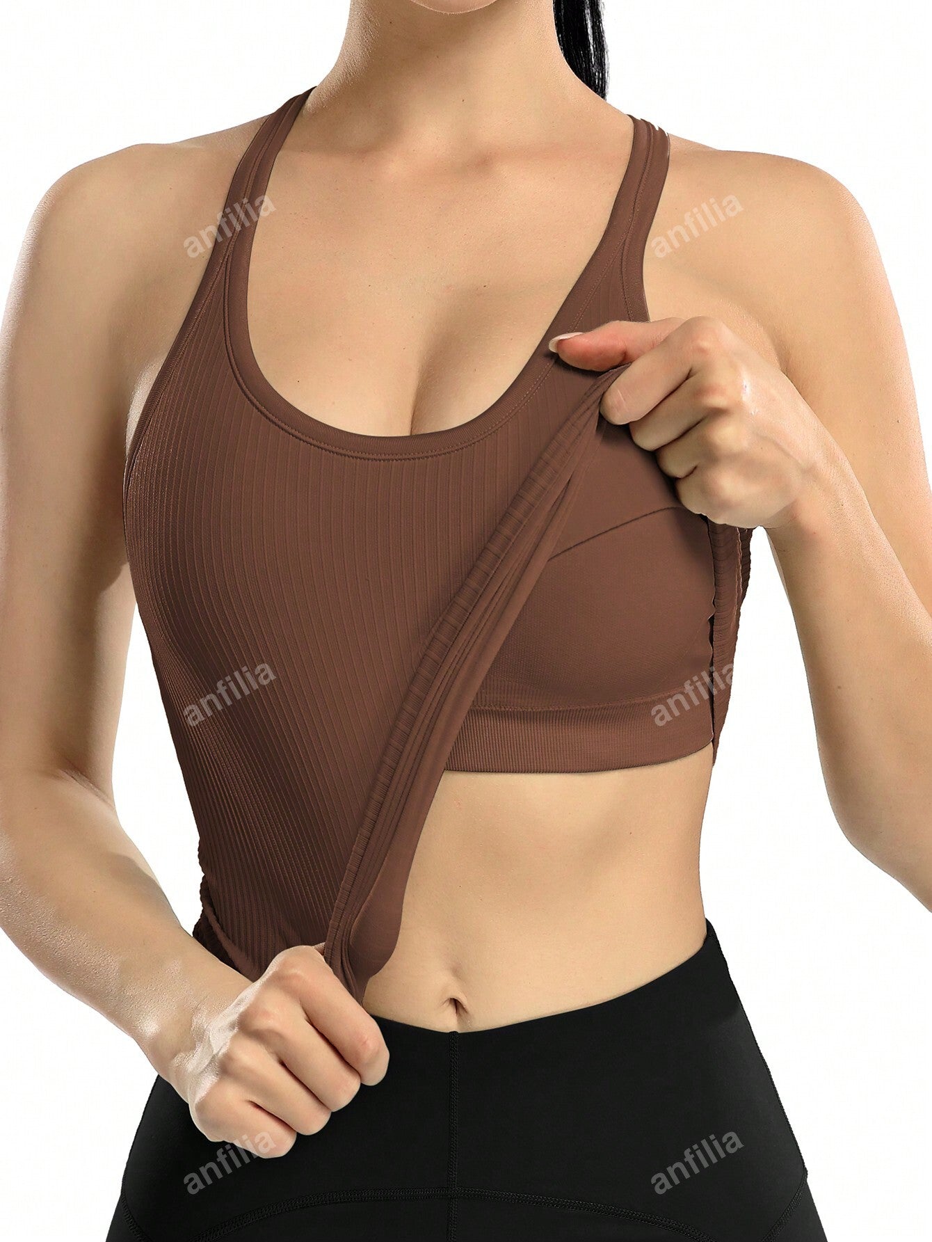 Women's Solid Color Round Neck Padded Sports Tank Top