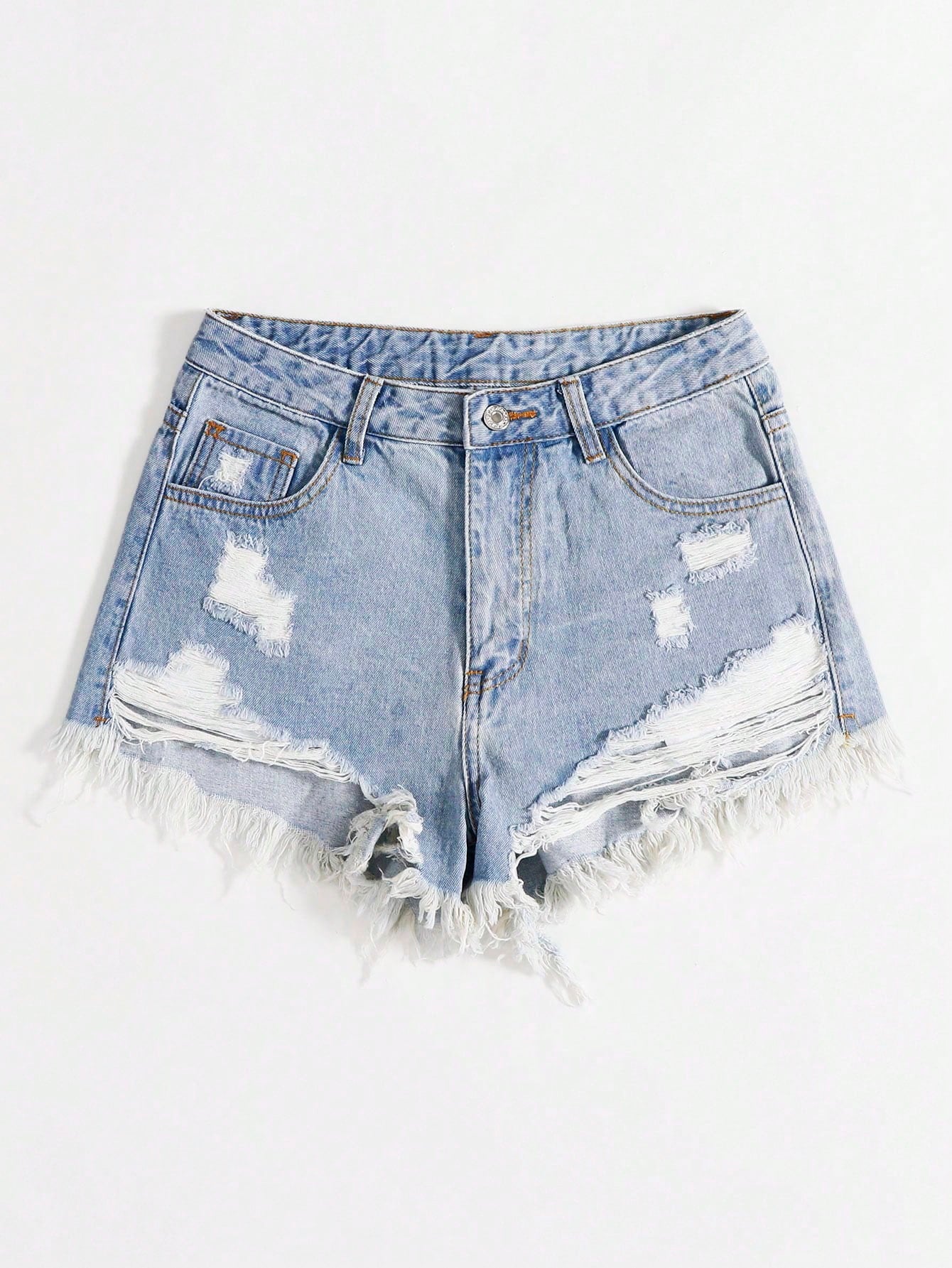 Summer Casual Distressed Frayed Denim Shorts