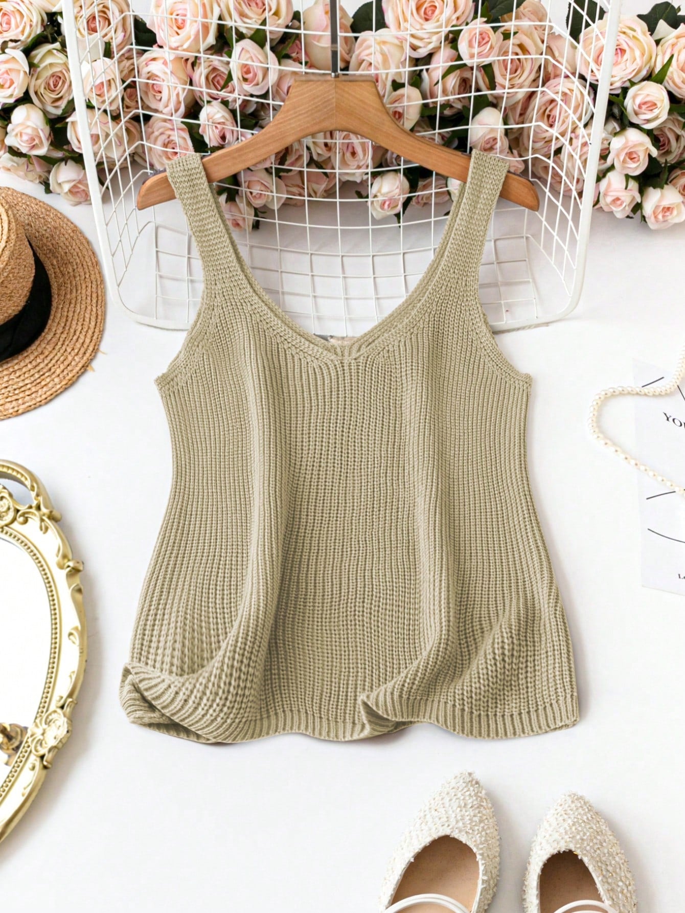 Plus Size Solid Color Casual Holiday Matching Simple Knitted Top