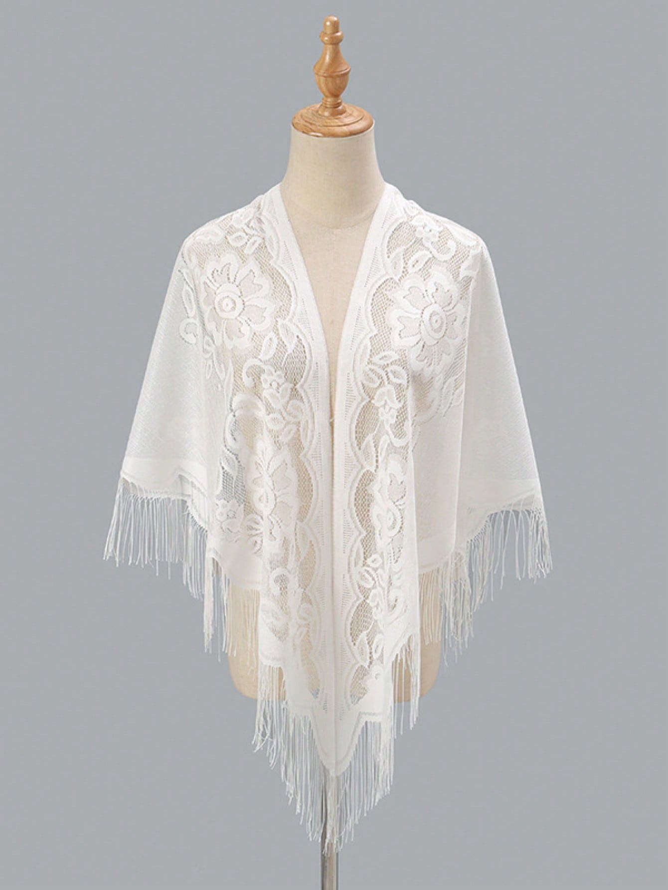 A Cute And Fashionable Versatile Flower Lace Triangle Scarf Shawl With Tassels, Suitable For Daily Wear For Baby Girls