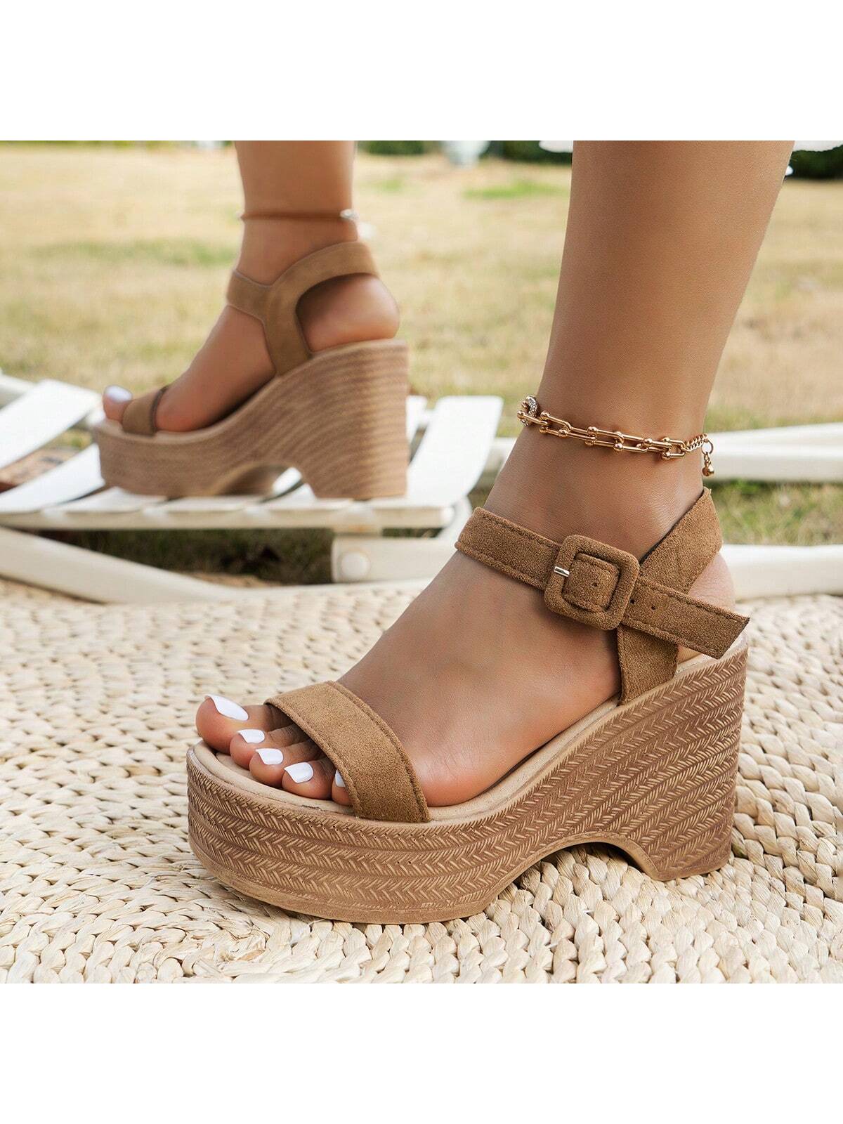 Women Wedge Heel Platform Sandals, Fashionable And Versatile, Suitable For Summer And Autumn, Roman Style, Lightweight And Comfortable, Perfect For Matching With Dresses