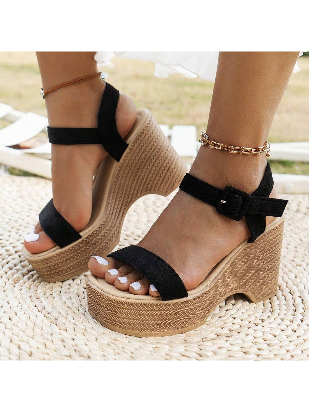 Women Wedge Heel Platform Sandals, Fashionable And Versatile, Suitable For Summer And Autumn, Roman Style, Lightweight And Comfortable, Perfect For Matching With Dresses