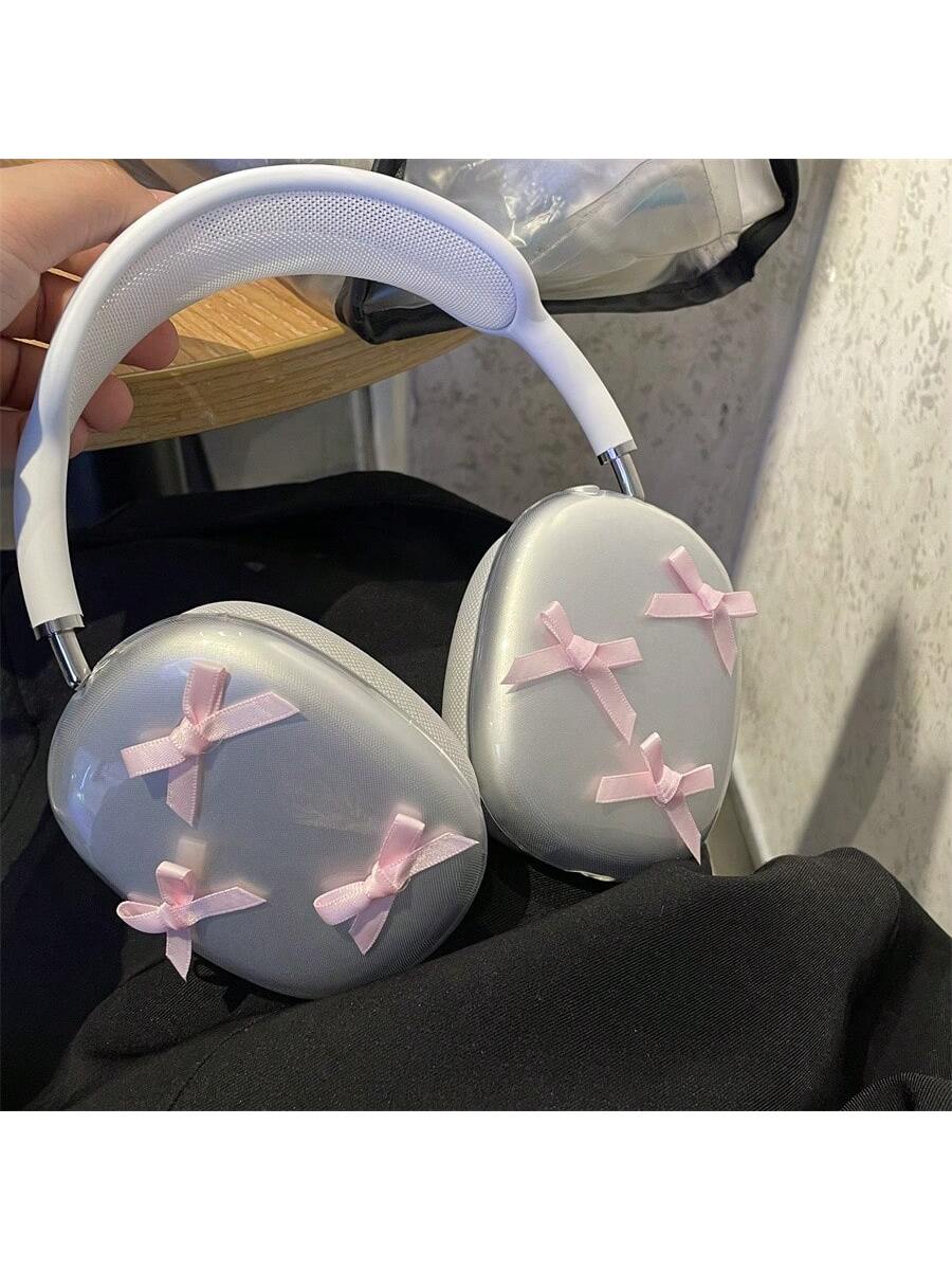 1pc Pink Bow Detail Bow Headphone Case Compatible With Apple AirPods Max