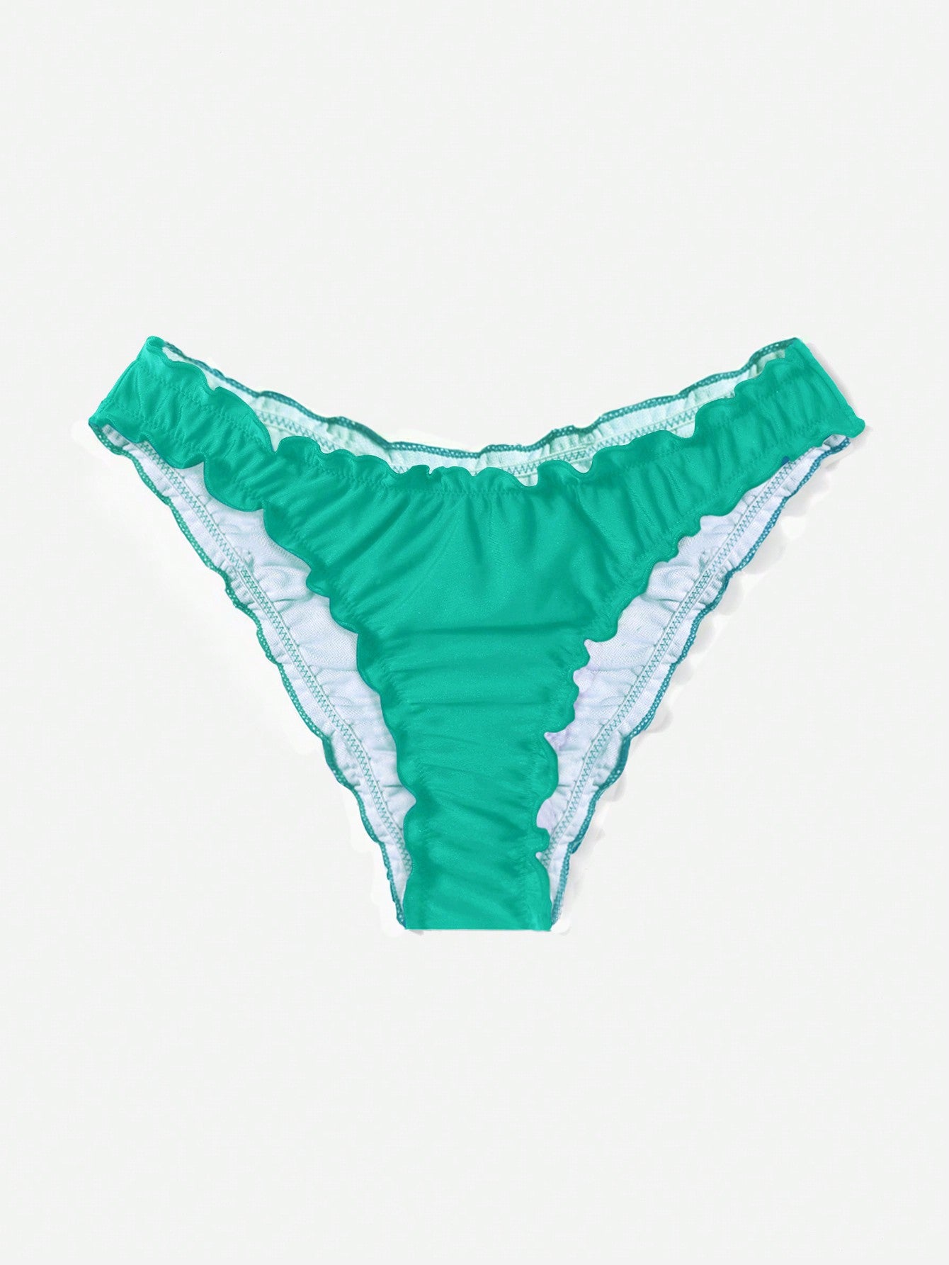 Swim Summer Beach Plain Lettuce Trim Bikini Bottom