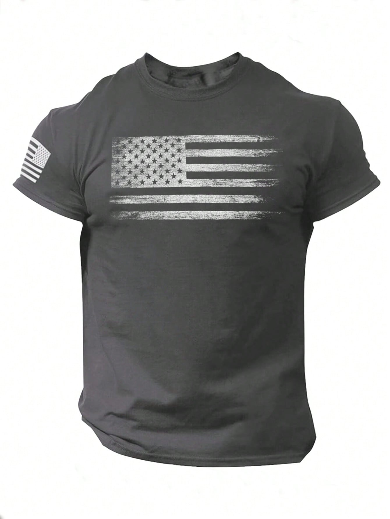 Men's Plus Size American Flag Printed T-Shirt