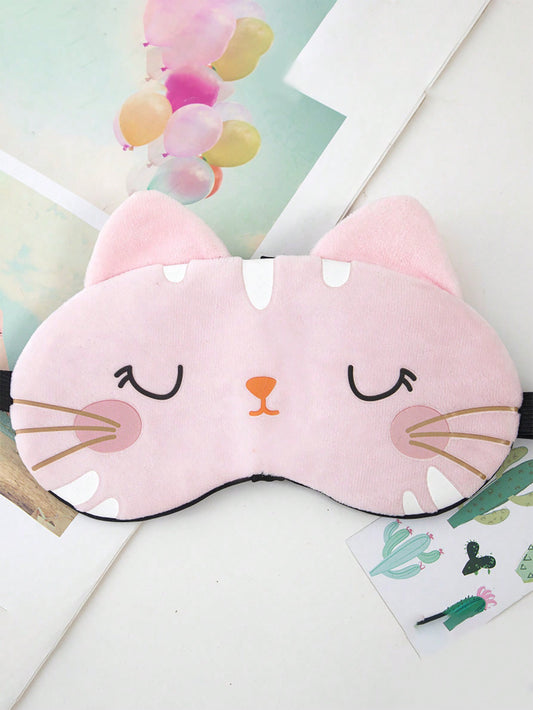 1pc Girls" Pink Soft Comfortable Fashionable Cartoon Cute Eye Mask For Kids, Girls, Students To Use During Nap And Sleeping