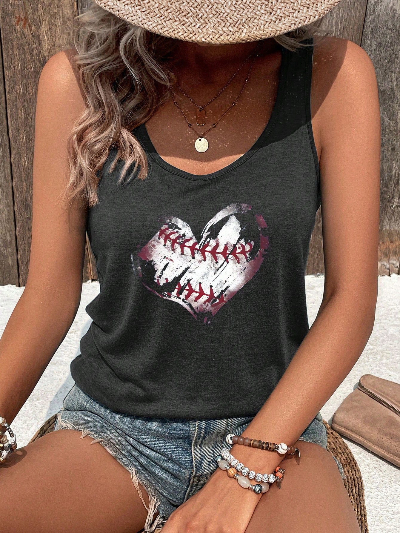 Women's Valentine's Day Heart Pattern Tank Top