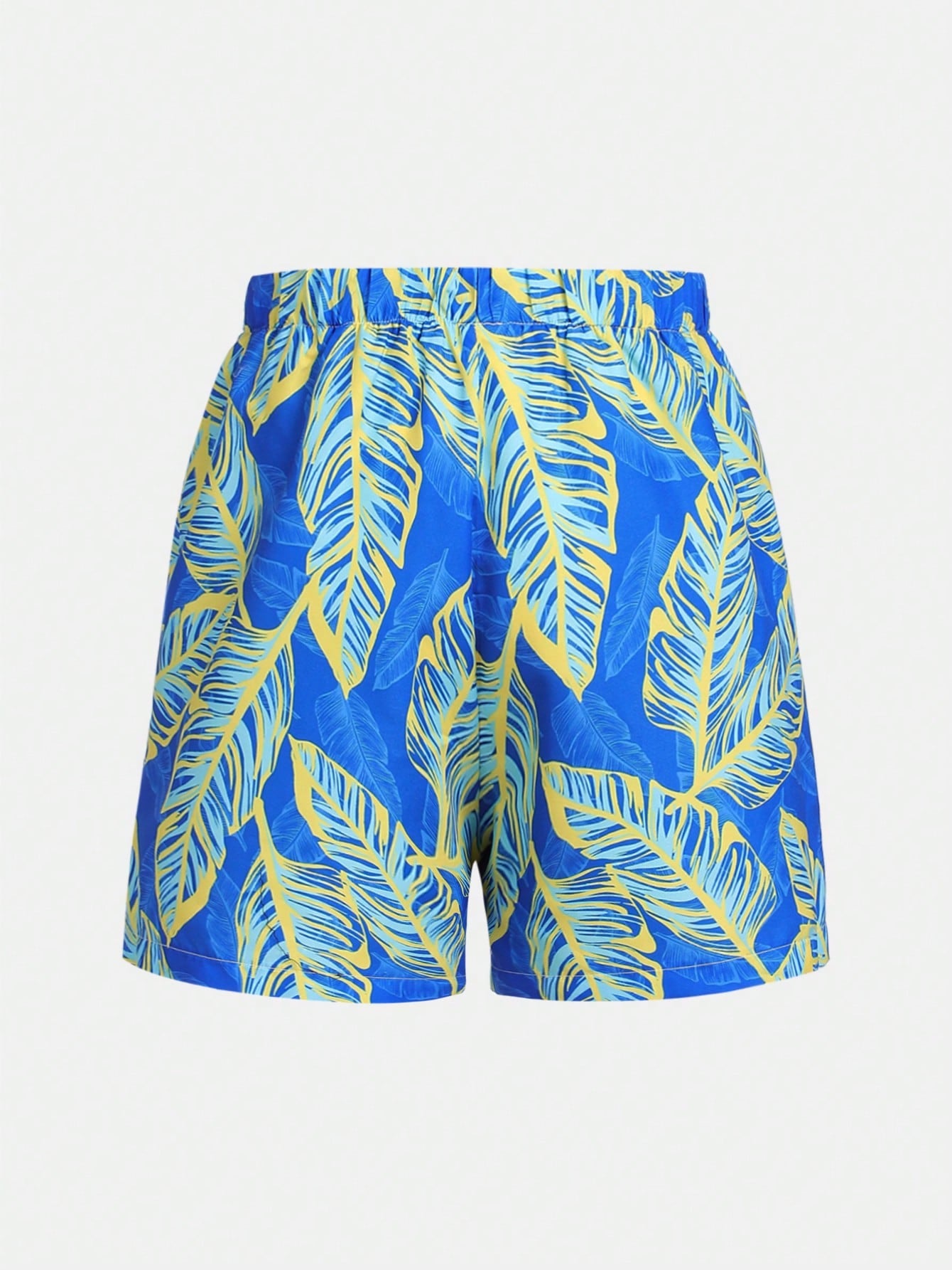 Teen Boy Leisure Holiday Printed Swim Shorts With Plant & Leaf Print, Spring Summer