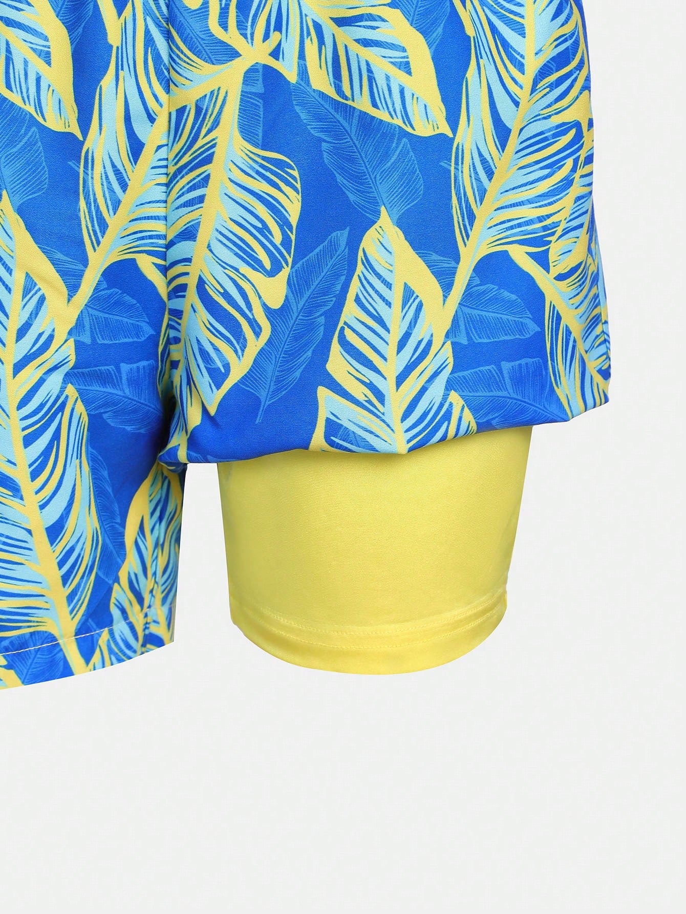 Teen Boy Leisure Holiday Printed Swim Shorts With Plant & Leaf Print, Spring Summer