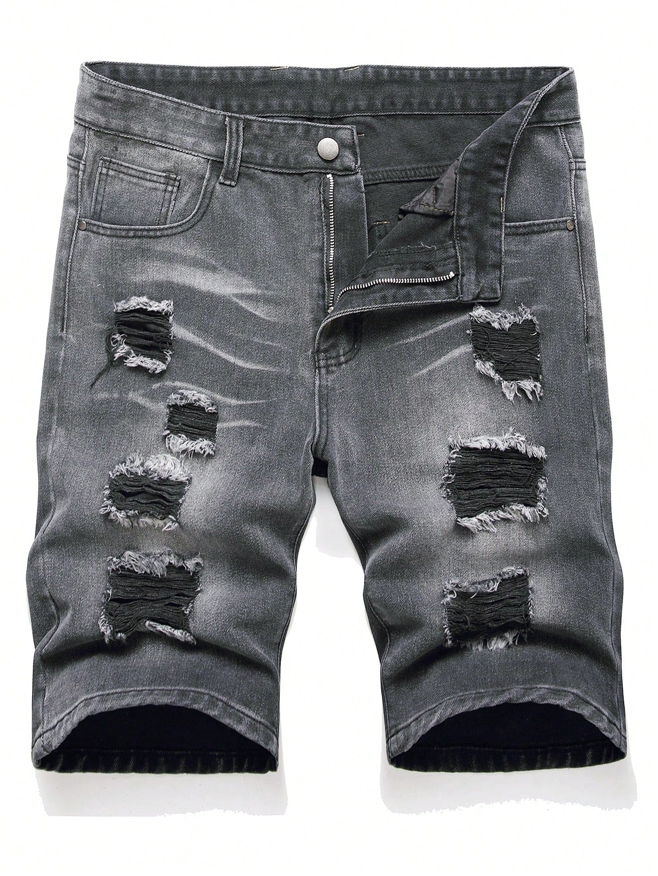 European And American Men Paint Splashed Ripped Denim Shorts