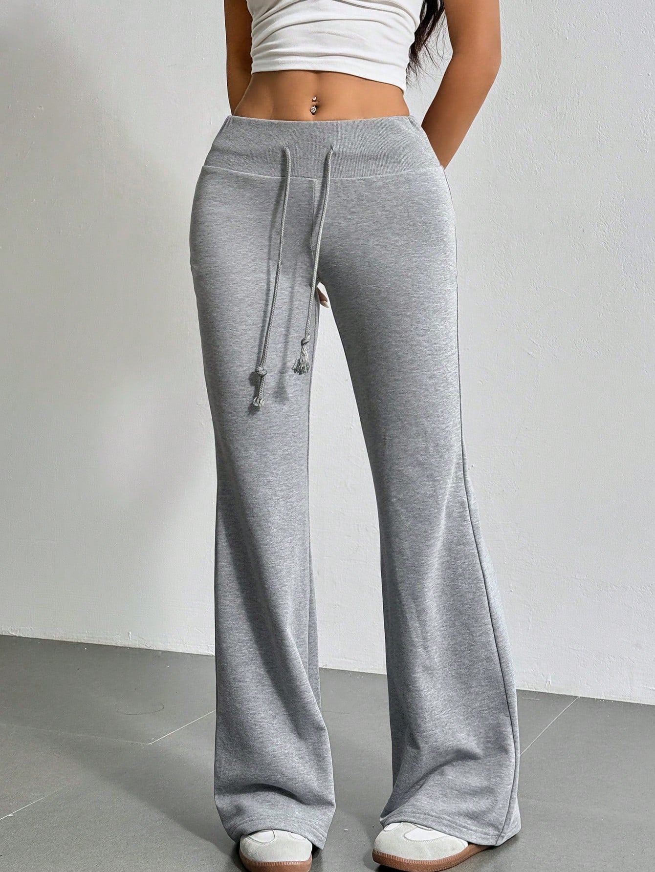 Drawstring Waist Flare Leg Sweatpants For Summer Outdoor Activities