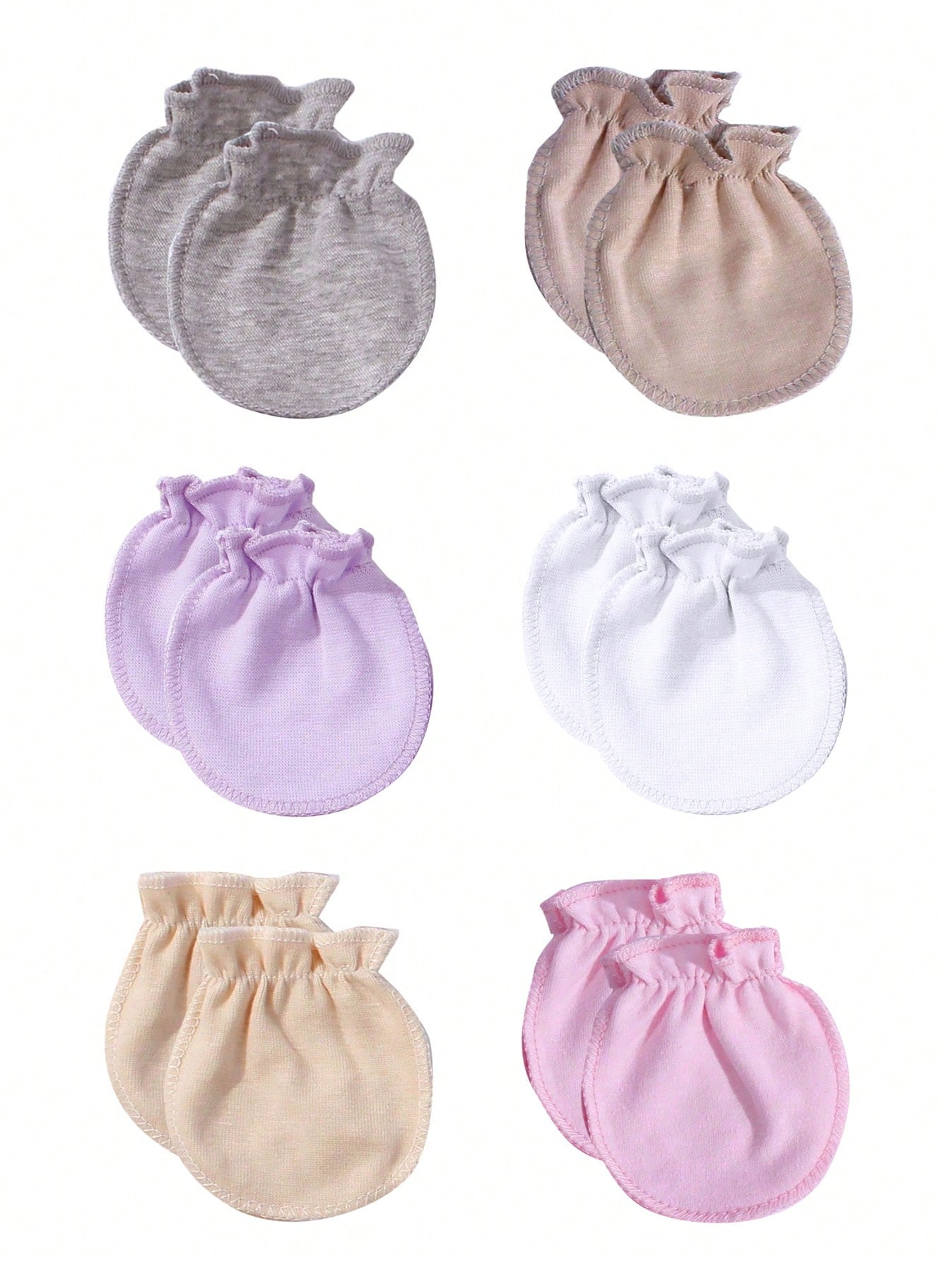 6pairs/Pack Infant Newborn Anti-Scratch Protective Hand Gloves, Various Colors & Styles, 0-3M