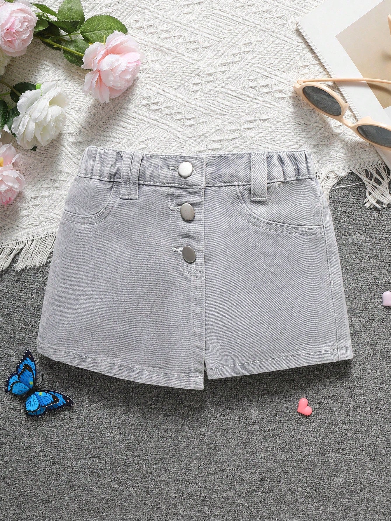 Young Girl Denim Skort With Asymmetric Hem