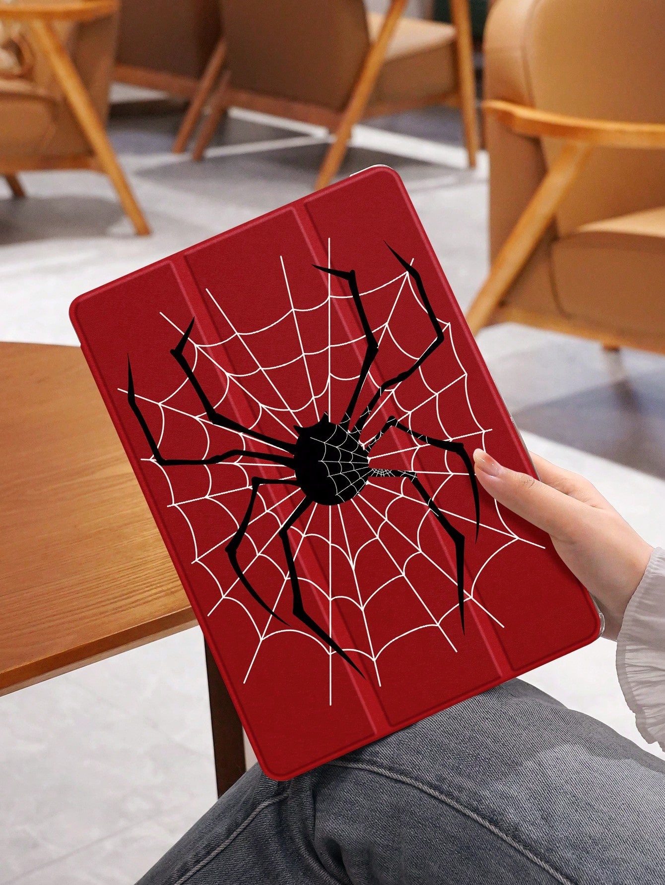 1pc Thorn Spider Pattern Tablet Cover, With Pen Holder, Drop Protection, Support Sleep/Wake Function, Compatible With Samsung, Huawei, Xiaomi And Ipad