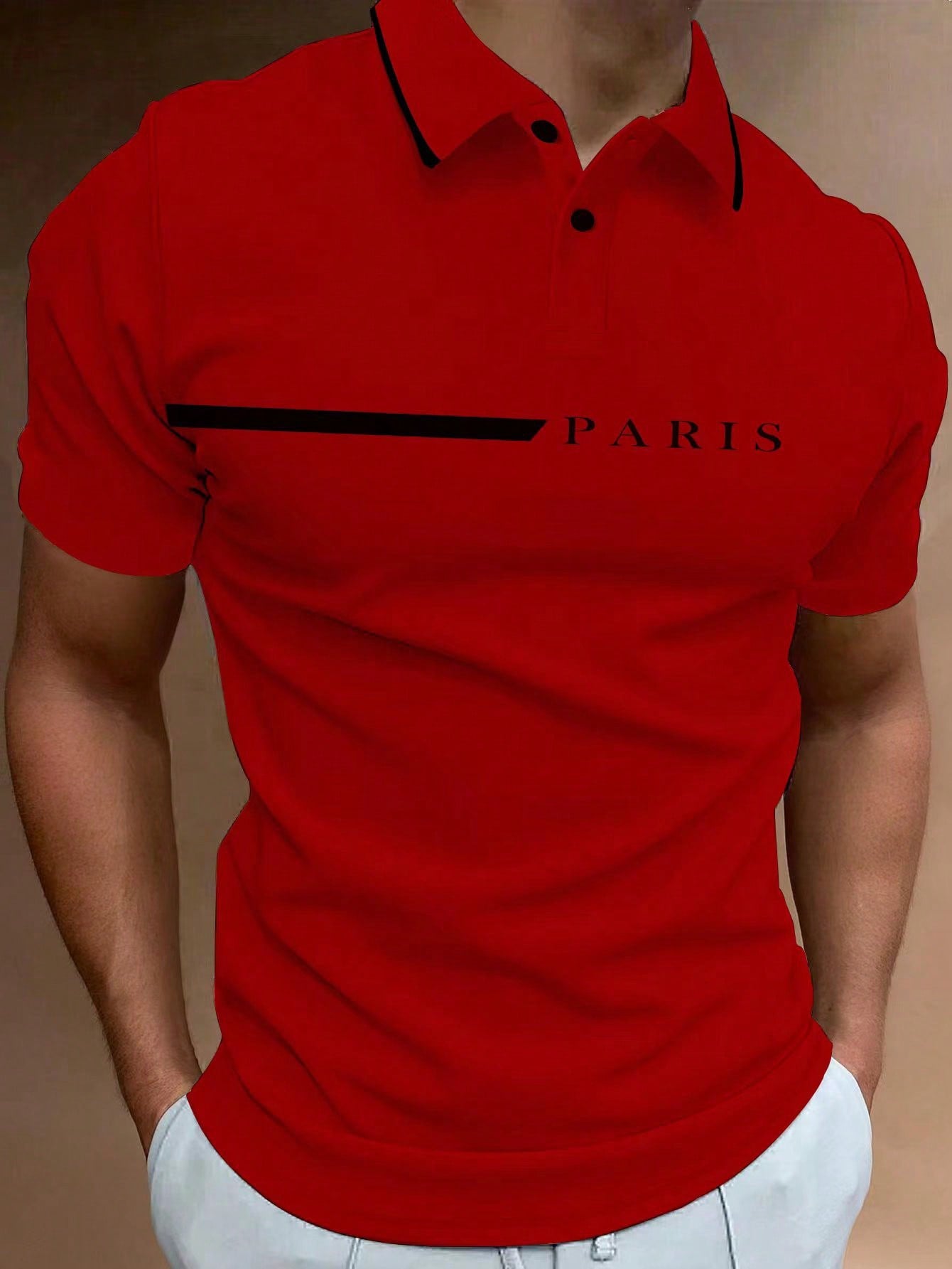 Men'S Short Sleeve Polo Shirt With Letter Print