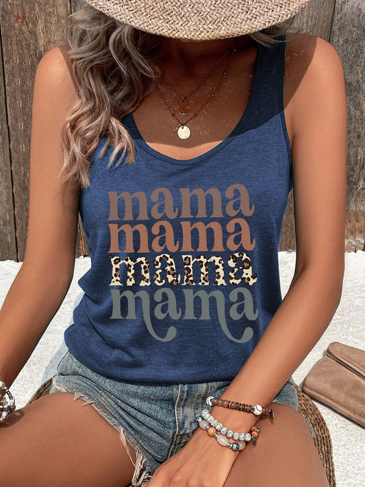 Women Vacation Leisure Mother Day Letter Printing Tank Top