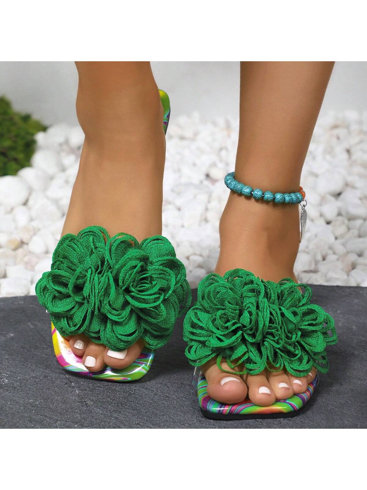 New Summer Sandals With Daisy Decoration, Sexy For Both Indoor & Outdoor Wear