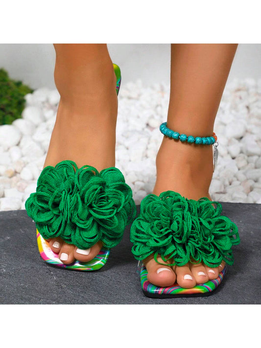 New Summer Sandals With Daisy Decoration, Sexy For Both Indoor & Outdoor Wear