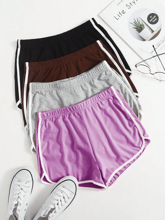 Teen Girl Elastic Waist Shorts, Comfortable And Casual, Elastic Waist Design, High Waist Style, Soft And Breathable, Suitable For Summer