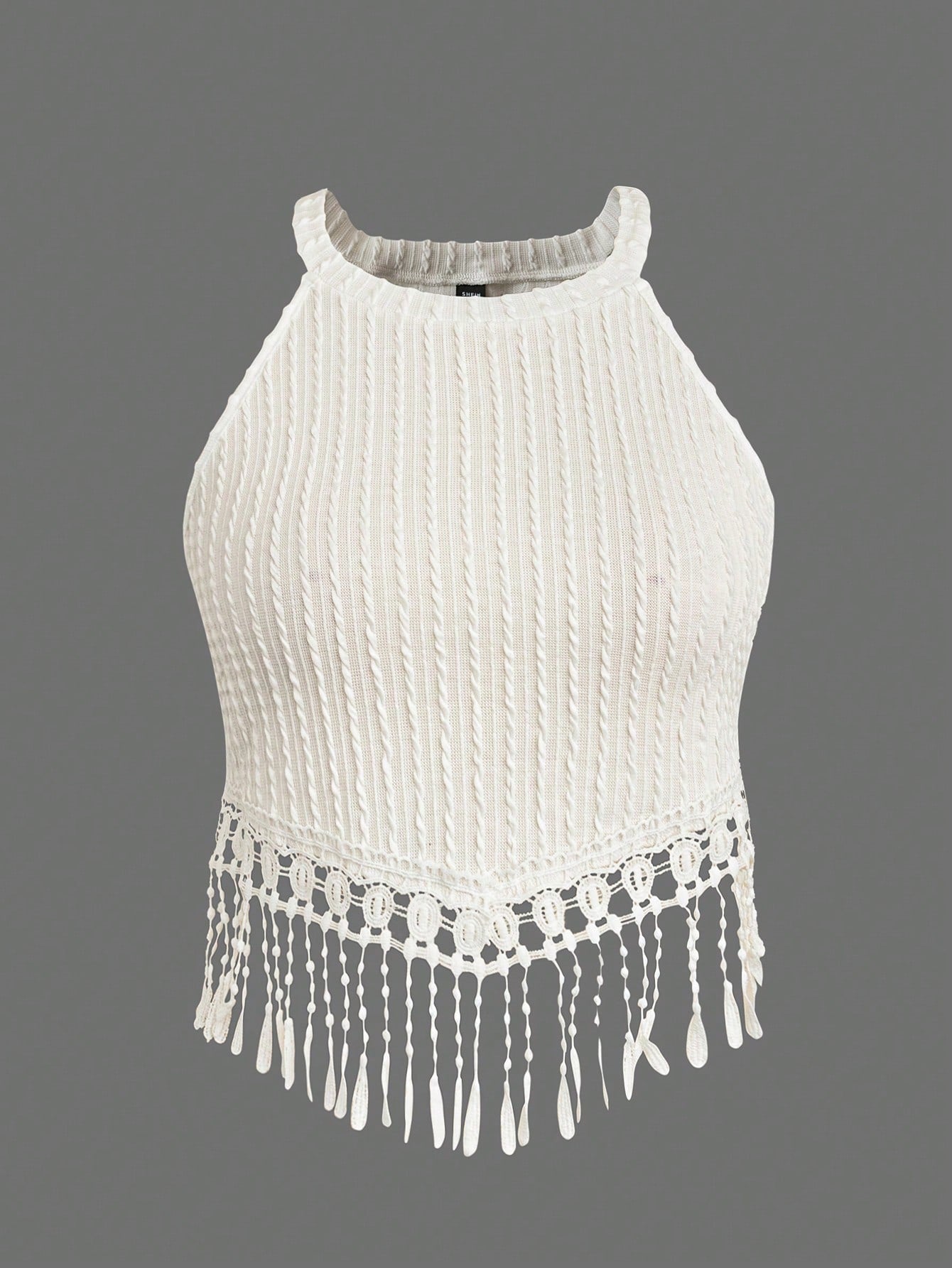 Plus Size Off-Shoulder Fringed Short Camisole Top