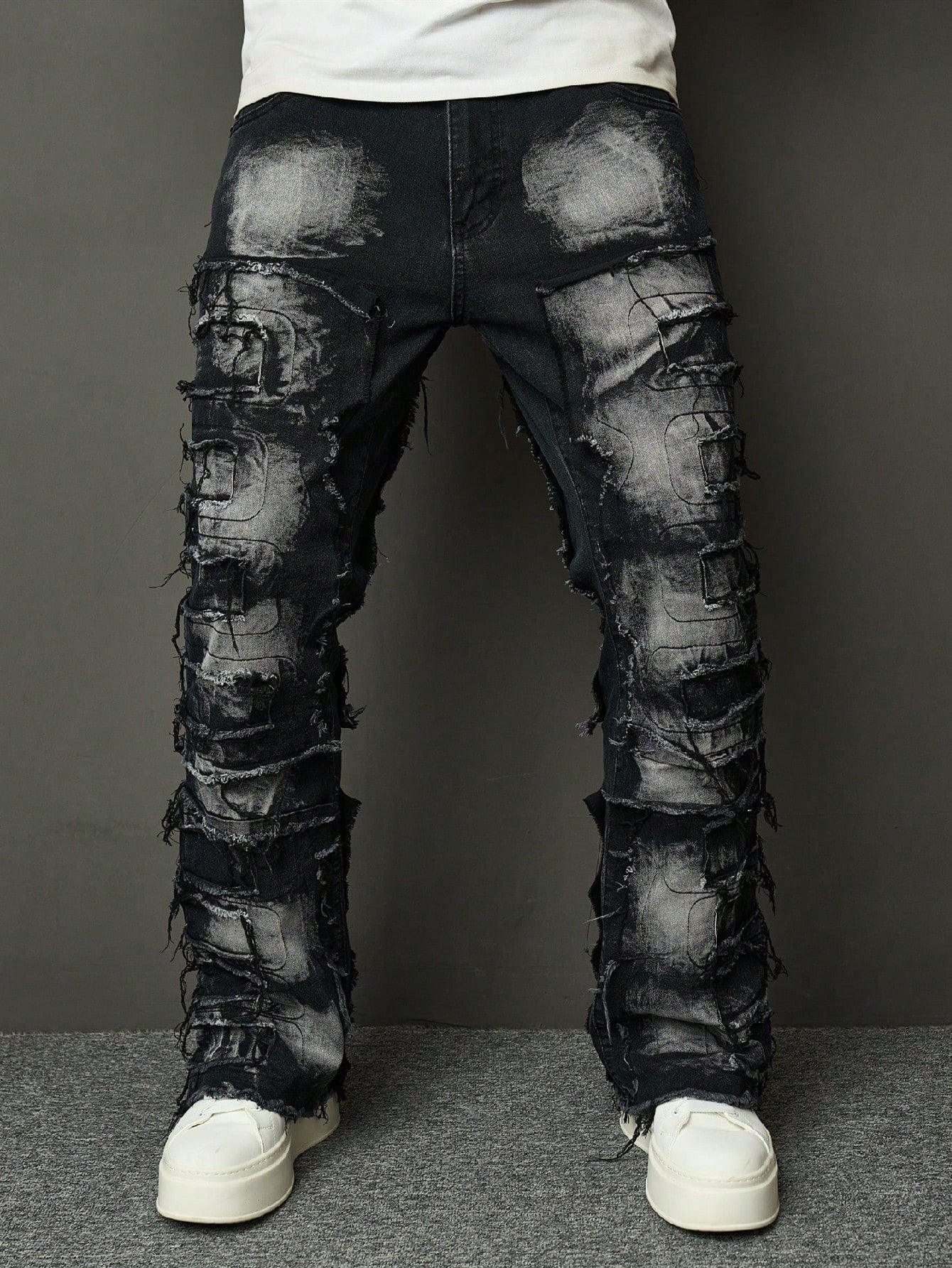 Men Fashionable Vintage Distressed Ripped Jeans