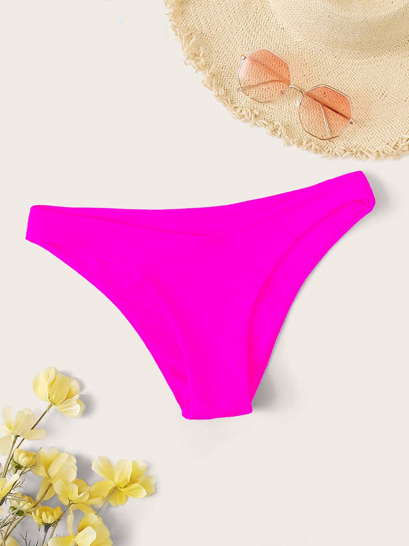 Swim Basics Summer Beach Solid Cheeky Bikini Panty