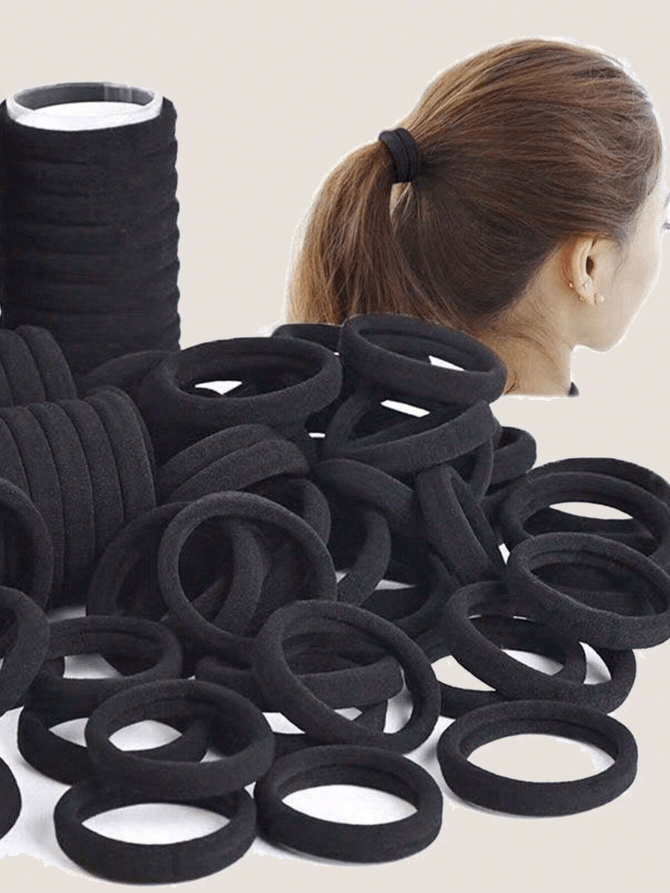 200pcs Headband For Girls, Black Solid Color Elastic Hairband For Daily Use, Simple And Durable, Thick Ponytail Headband, Simple And Elegant Style, High Elasticity And Seamless Hair Accessories