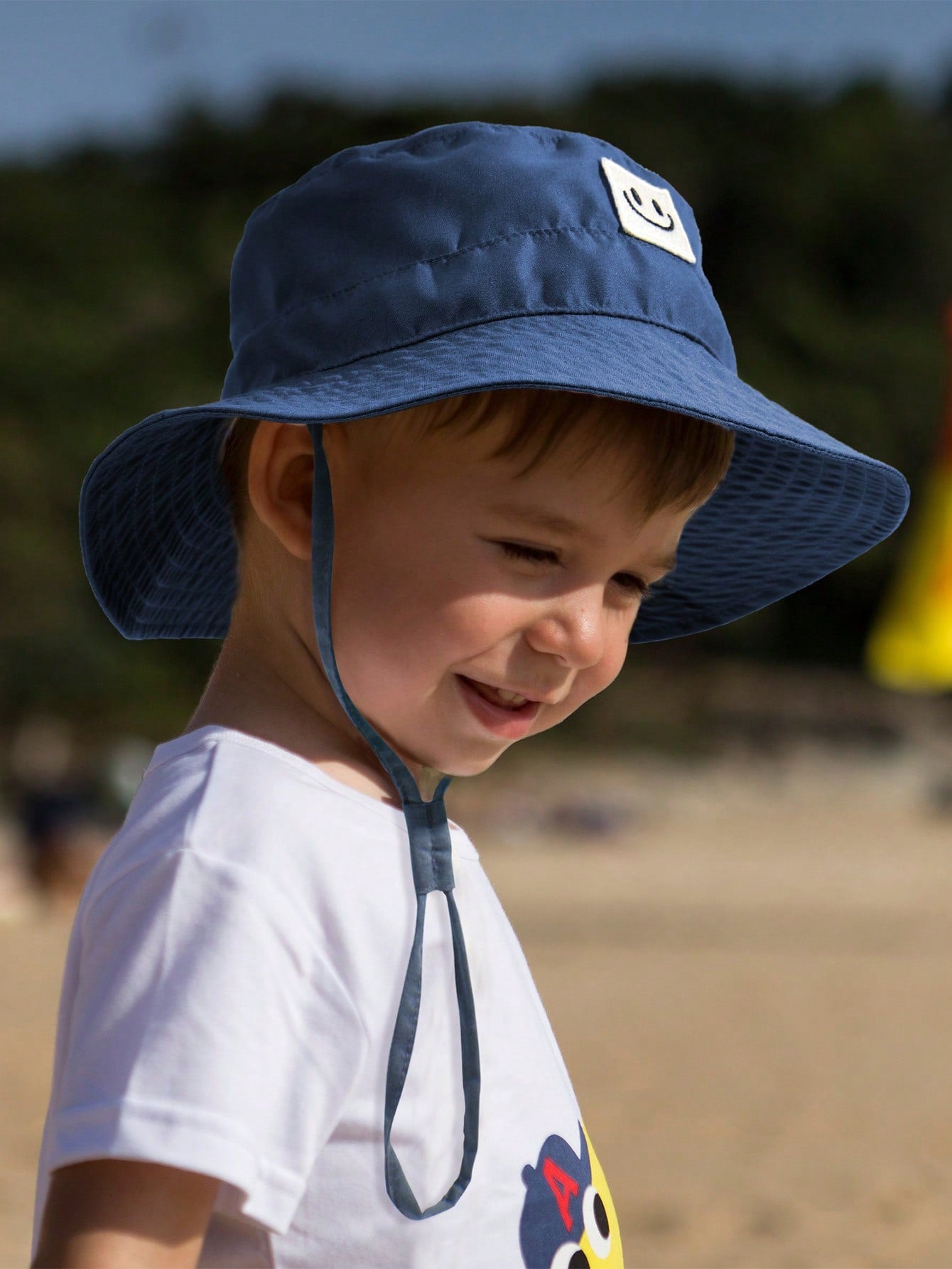 1pc Baby Sun Hat Smile Face Toddler Boys Girls Bucket Hat UPF 50+ Sun Protection