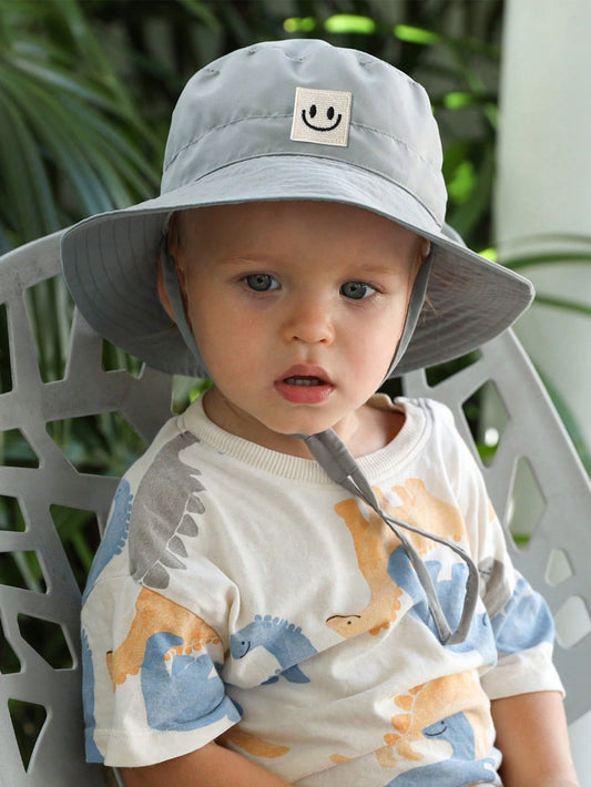 1pc Baby Sun Hat Smile Face Toddler Boys Girls Bucket Hat UPF 50+ Sun Protection