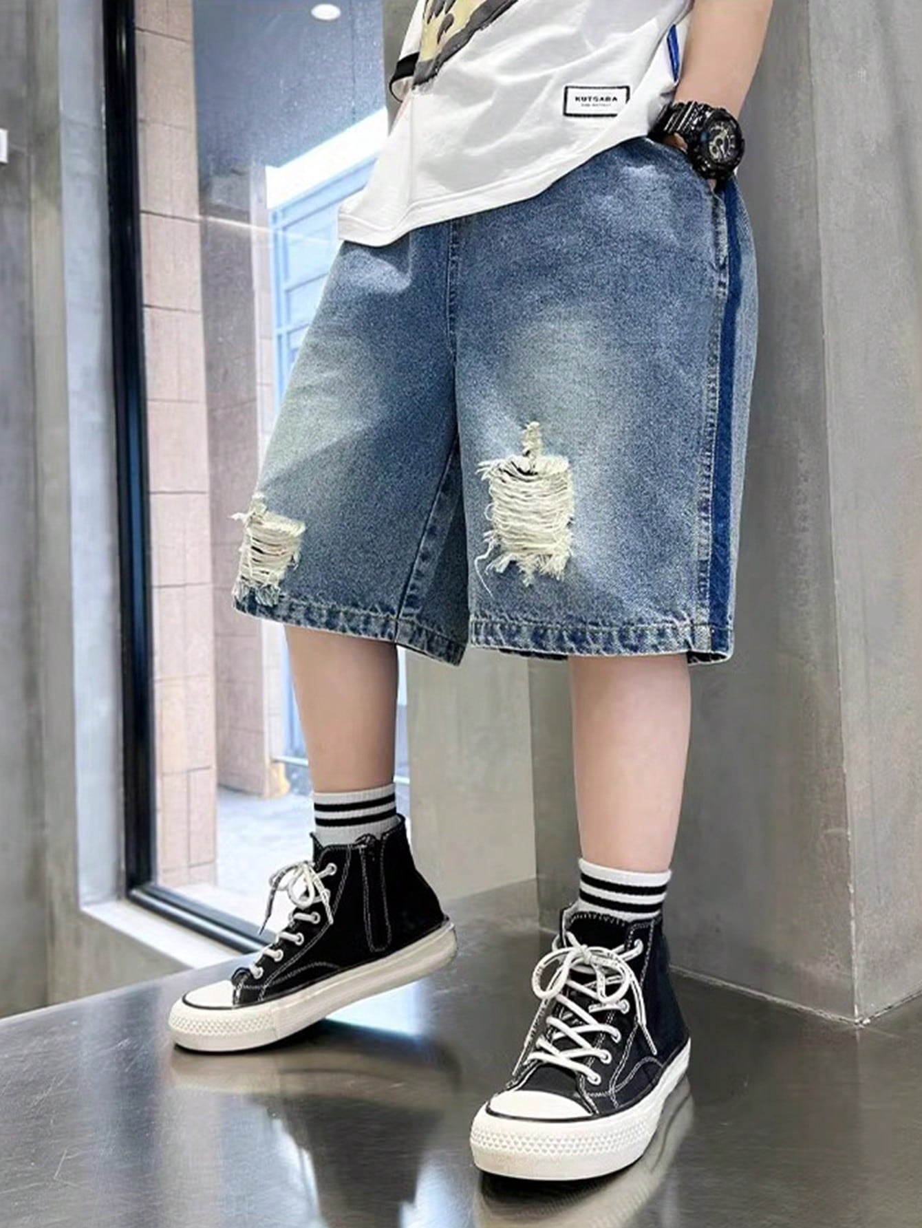 Tween Boy Summer Clothing 2024 New Arrival Lightweight Denim Shorts, Trendy Summer