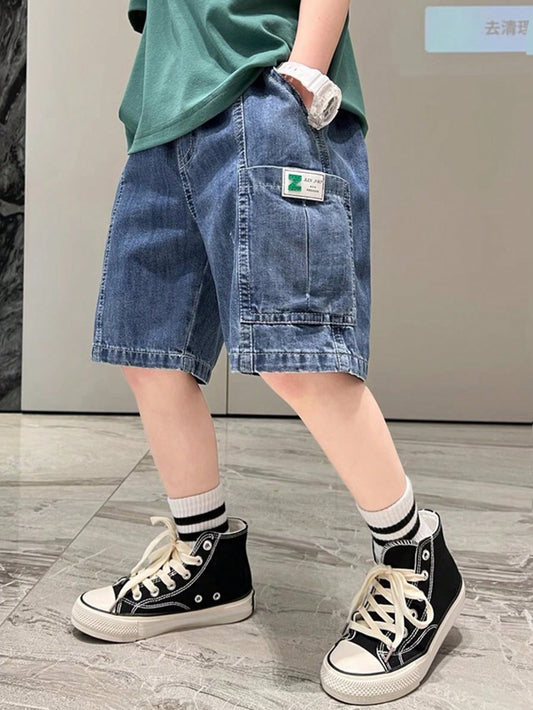 Tween Boy Summer 2024 New Middle & Big Children Denim Shorts , Summer Trend