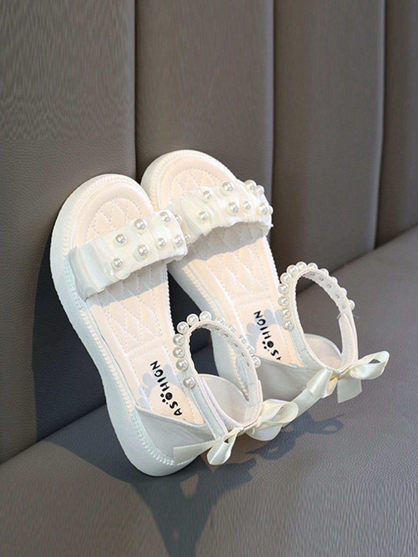 Princess Shoes For Girls Ages 2-8, Plain Bowknot Pearl Sandals, White Shoes For Girls