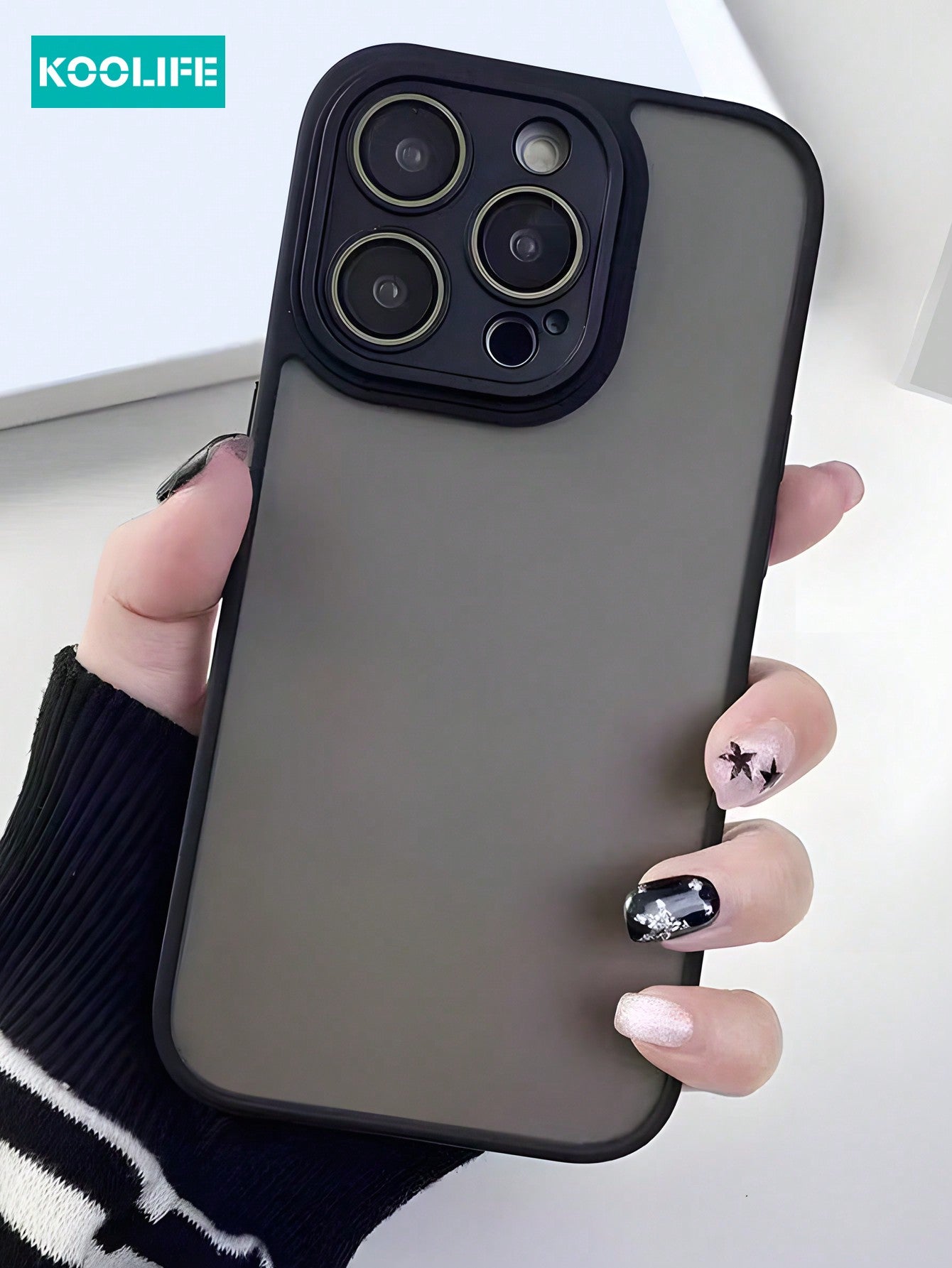 KOOLIFE 1pc Skin-Touch Matte 2-In-1 Fine Hole Camera Lens Shockproof Phone Case With Built-In Lens Protective Film, Compatible With IPhone 13/14PLUS/14PROMAX/15/15PLUS/15PRO/15PROMAX; Galaxy S20/21/22/23/24 PLUS/Ultra