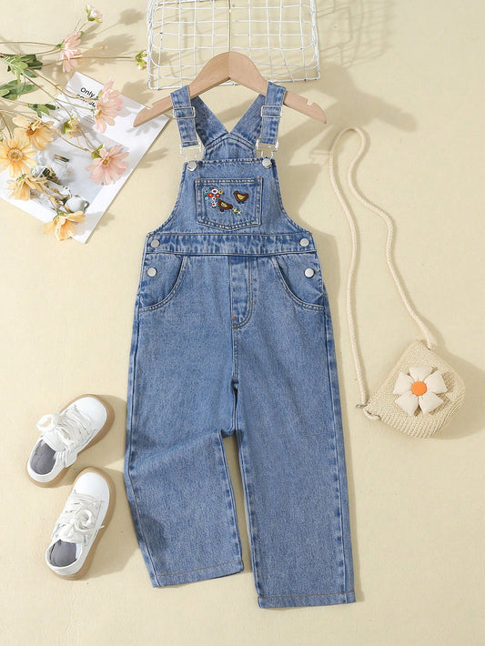 Young Girls' Fresh Casual Style Denim Overalls