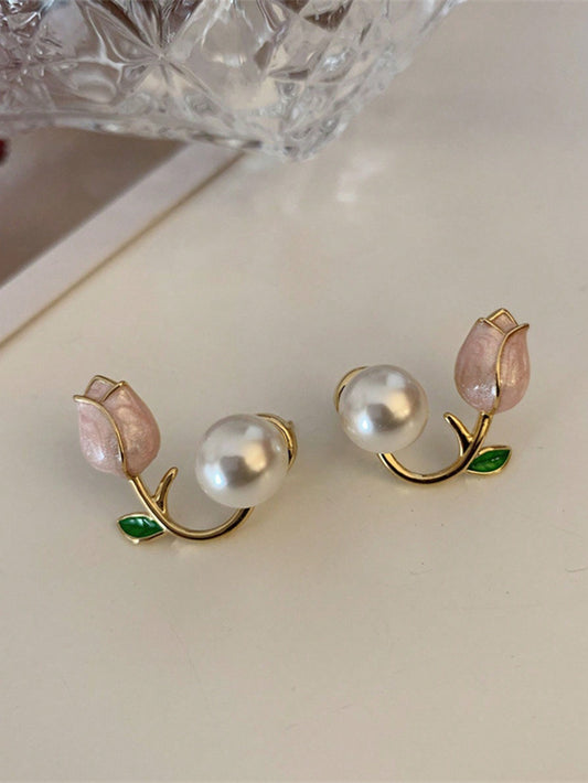 1 Pair Of Fashionable And Concise Oil Drop Tulip Earrings