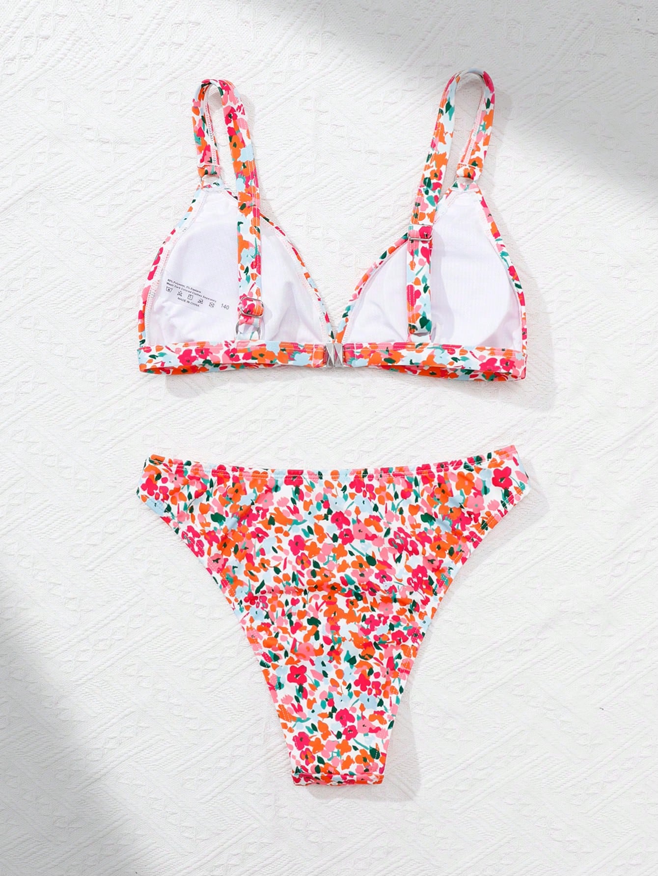 Teen Girl Floral Print Halter Bikini Beach Vacation Swimwear Set