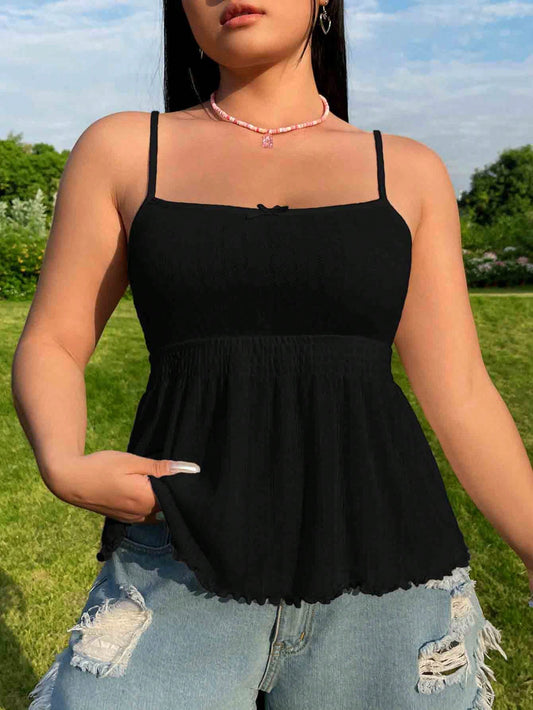 Plus Size Fashion Peplum Hem Summer Cami Top