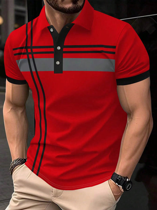 Men Plaid Contrast Color Polo Shirt