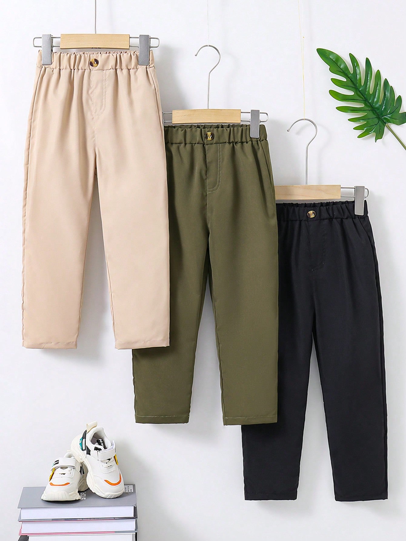 Young Boy 3pcs/Set College Style Solid Color Casual Long Pants