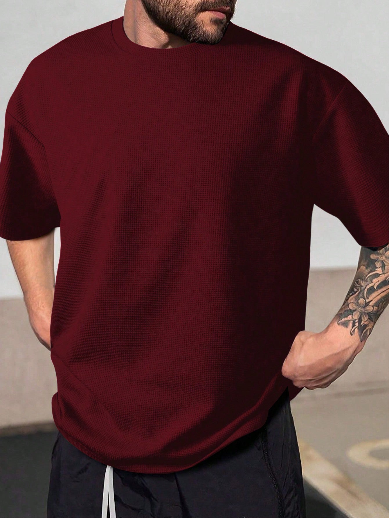 Men'S Plus Size Solid Color Short Sleeve T-Shirt