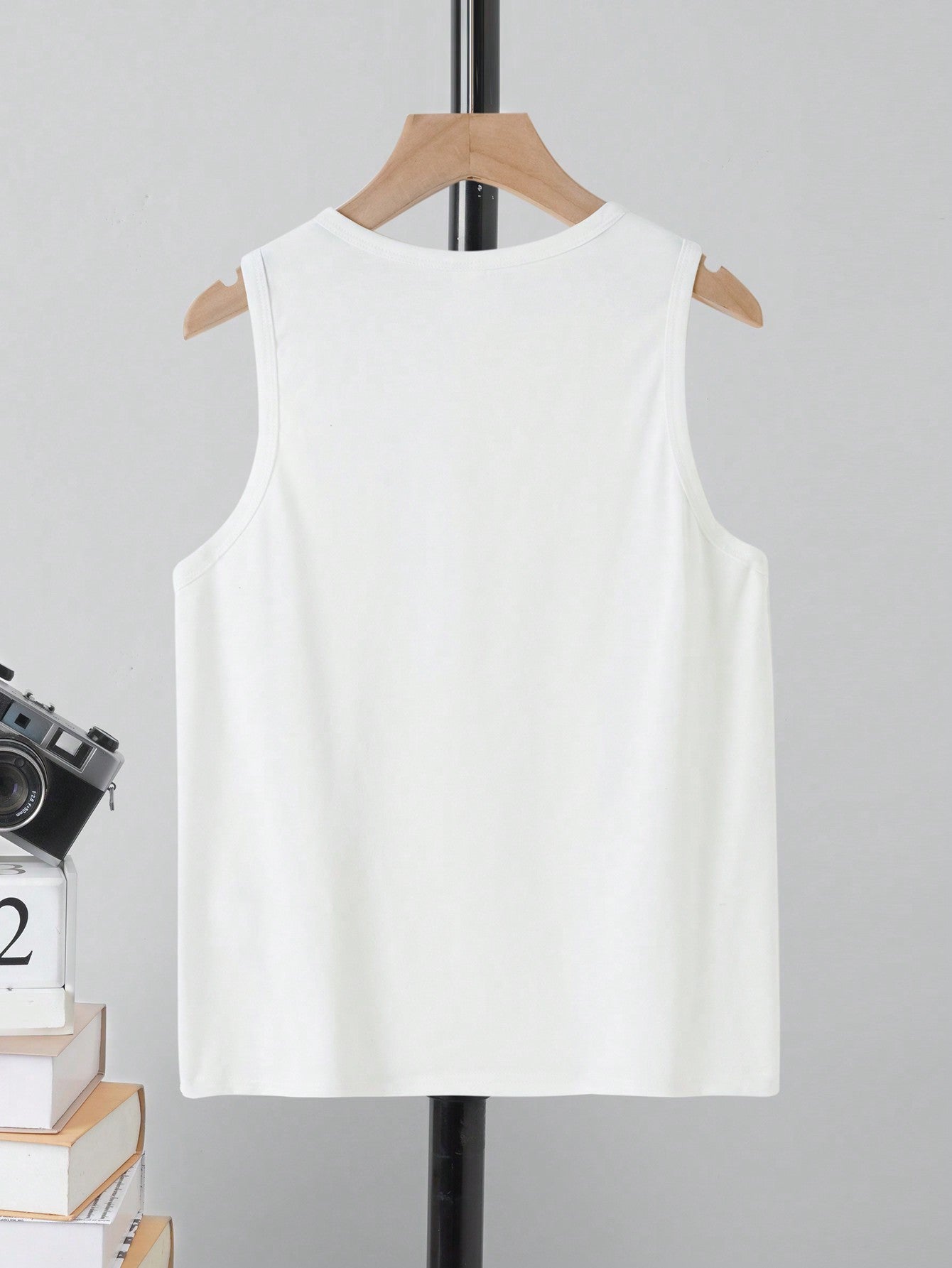 Teen Boy Casual Simple Letter Print Sleeveless Top, Suitable For Summer