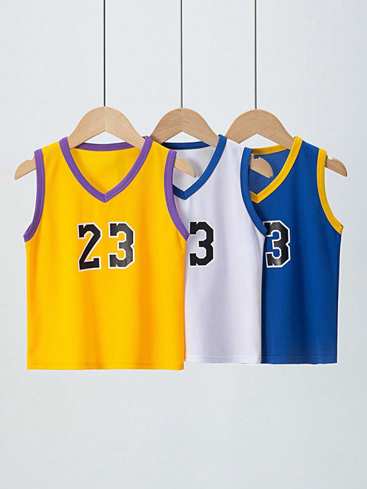 3pcs Young Boy Quick-Dry Sports Tank Tops, Breathable Summer Athletic Wear