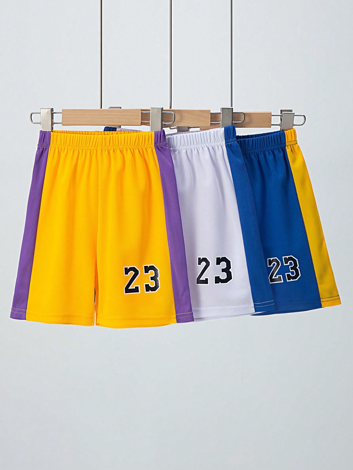 3pcs Young Boy Digital Printed Casual Quick-Drying Sports Shorts