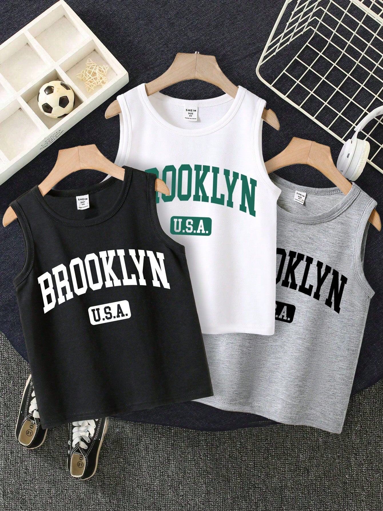 3pcs Young Boy Casual Simple Letter Pattern Tank Top, Suitable For Summer